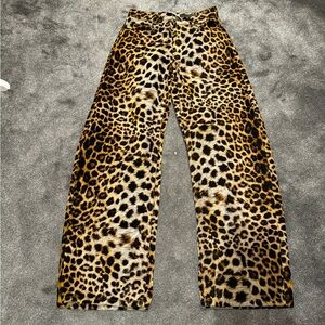 Zara Flocked Animal Print Pants